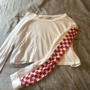 Fashion Nova cropped checkerboard long sleeve